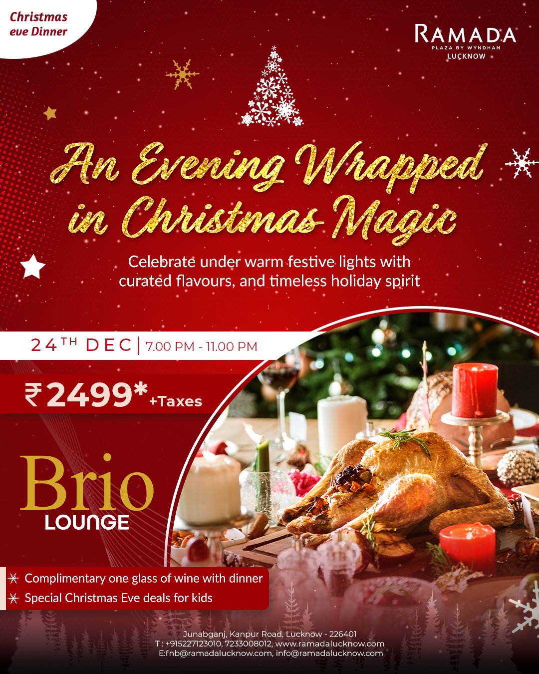 CLOSED | Christmas Eve Dinner in Lucknow at Brio Lounge Restaurant